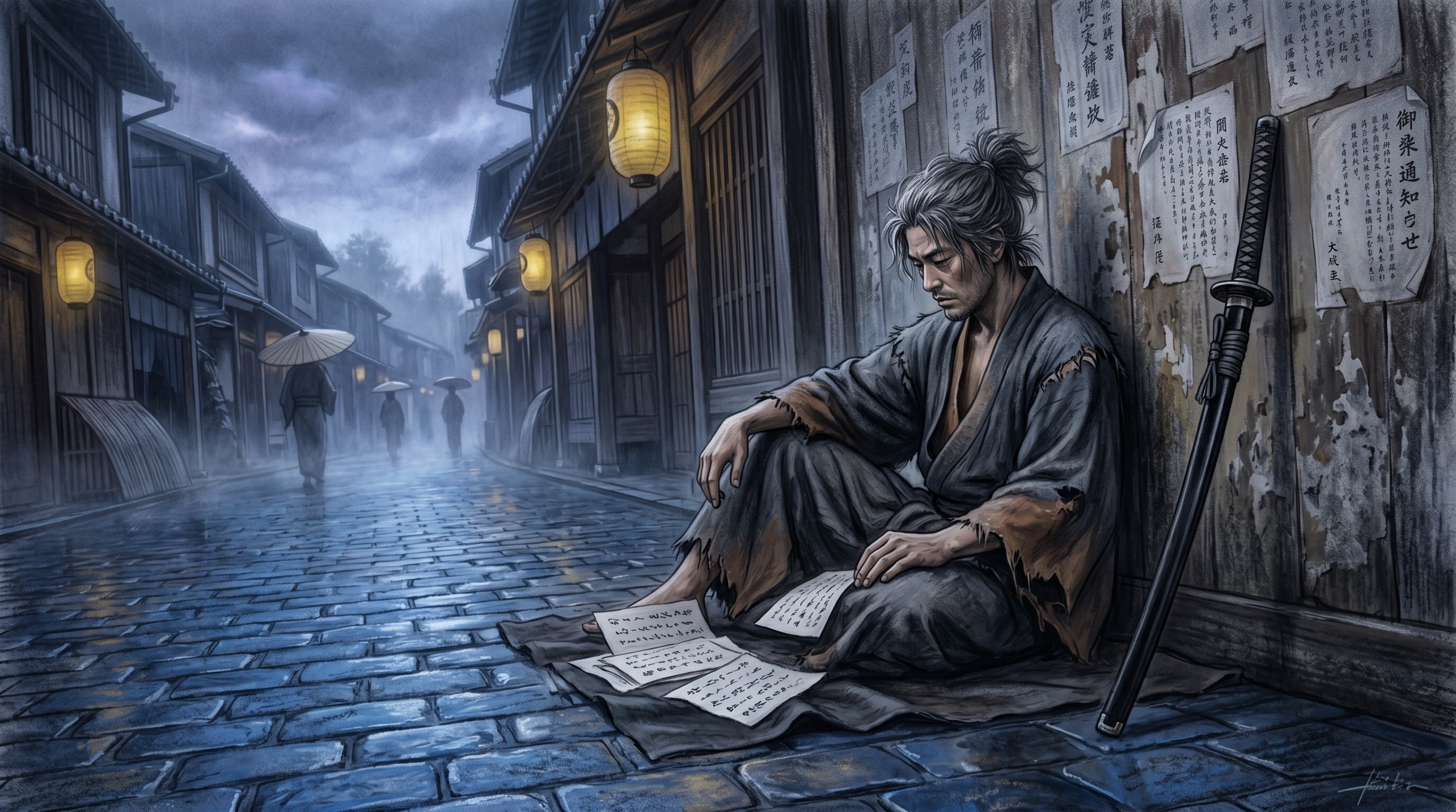 江户末期黄昏街头，浪人的孤独与新旧交替