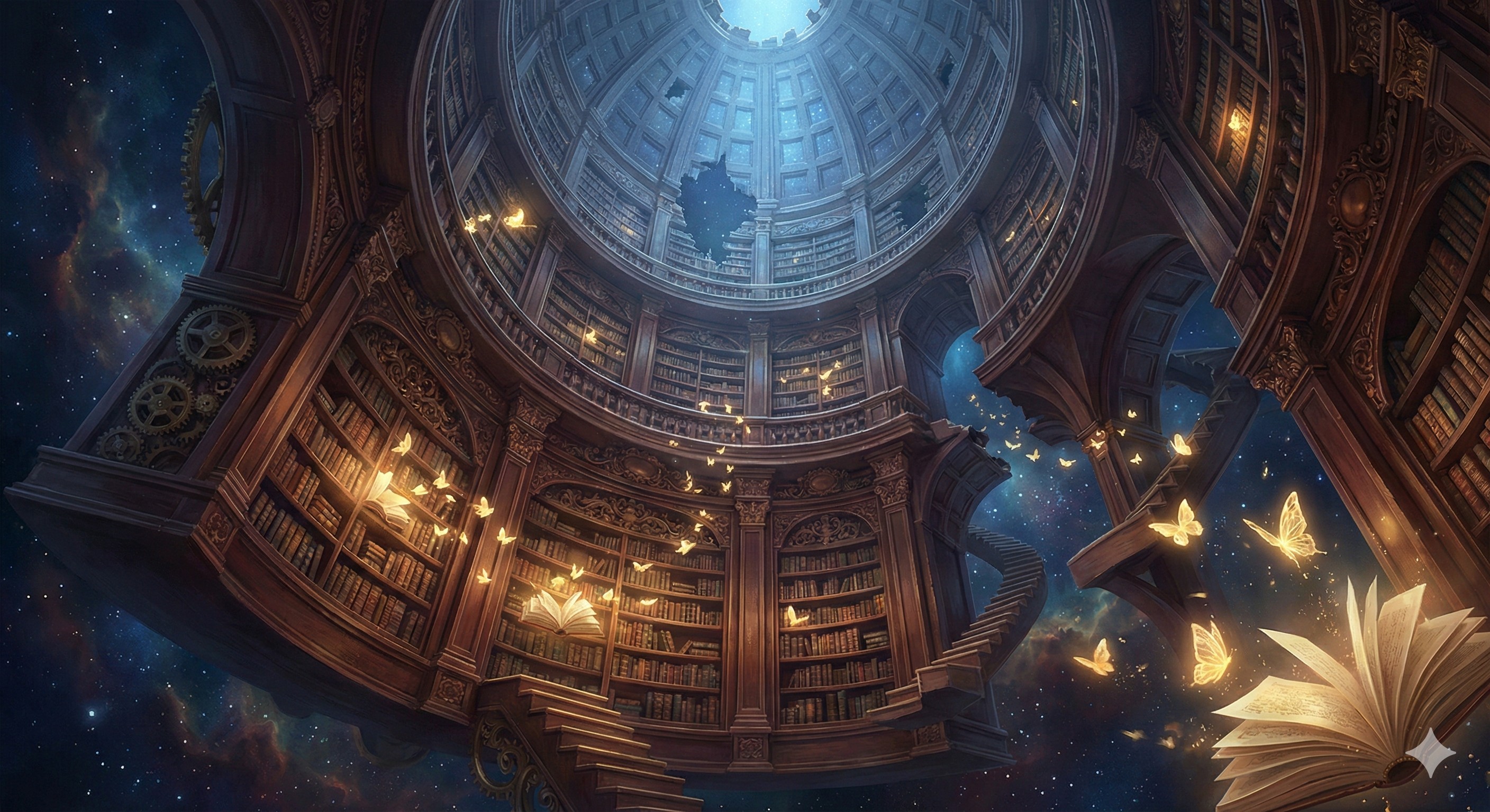 AI-generated dream visualization — a figure standing on clouds beneath aurora lights